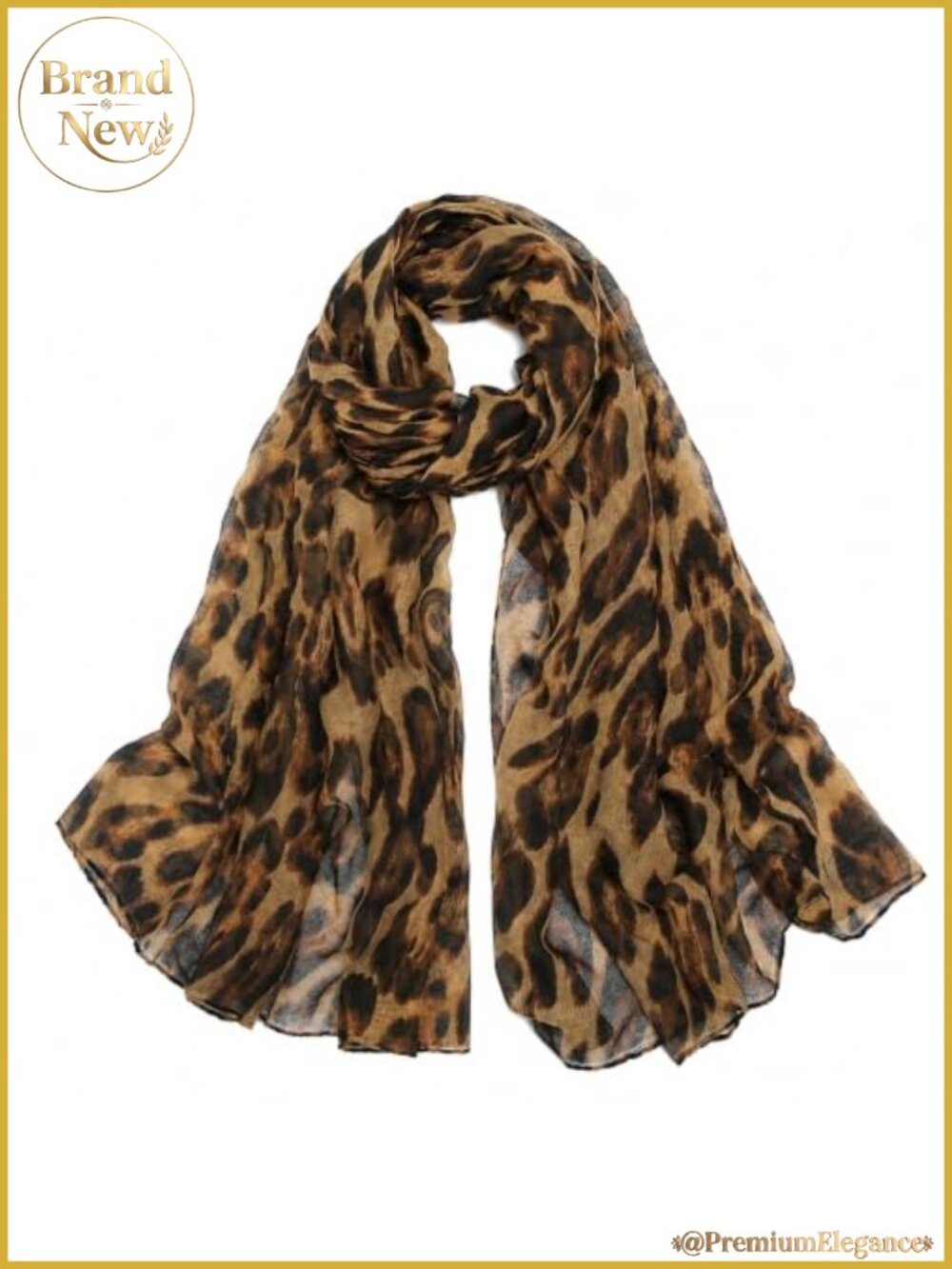 Polyester Leopard Print Scarf Lightweight Sheer Wrap Shawl for Evening Dress